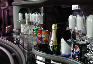 Bar inside limo