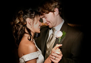 Bride and groom on wedding day