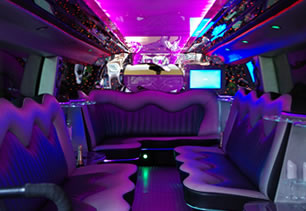 Full view of passenger area inside limo